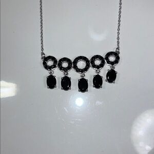 NWOT Sterling Silver & Black Spinel Circles & Dangles Necklace Chuck Clemency